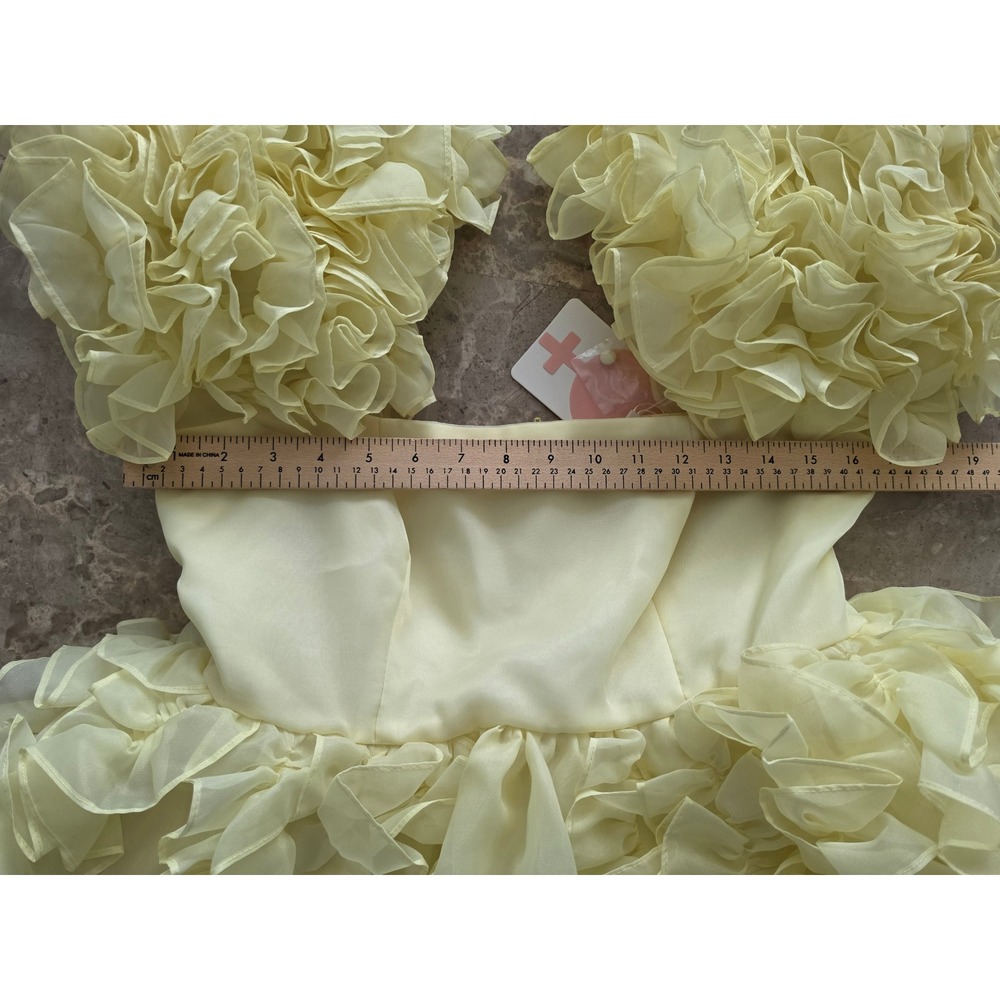 NEW Selkie The Twinkie Paris Yellow Ruffle Puff Sleeve Fairycore Mini Dress M - Picture 11 of 14